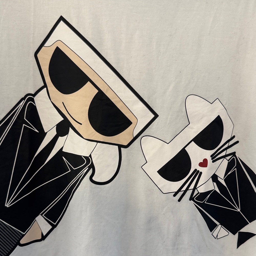 Karl Lagerfeld White Tee with Cartoon Graphic - Picture 4 of 4